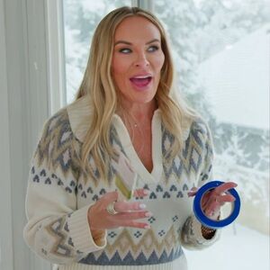 CeCe blue fair isle cropped sweater